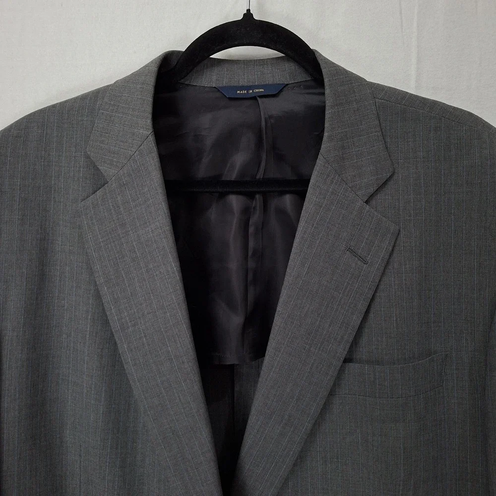 Brooks Bros Madison BrooksCool 46R Blazer Gray w/ Blue Stripe Full Canvas Jacket